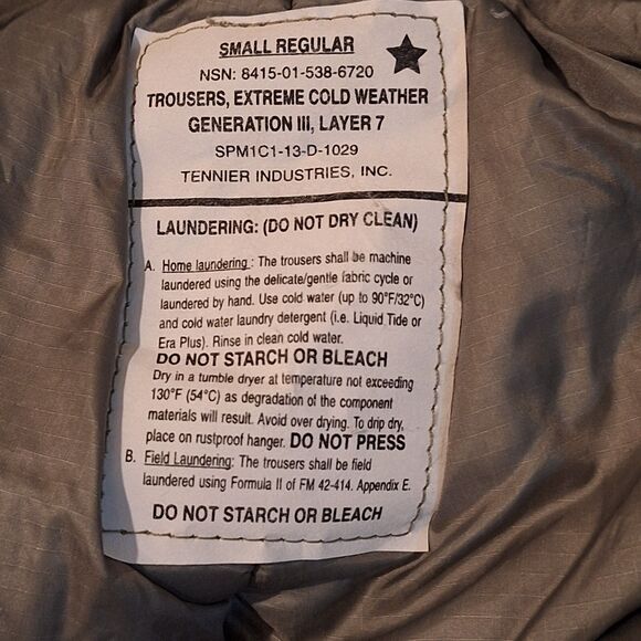 SOLD SOLD US Military Trousers Extreme Cold Weather Gen III Layer 7 Gray - Picture 5 of 6
